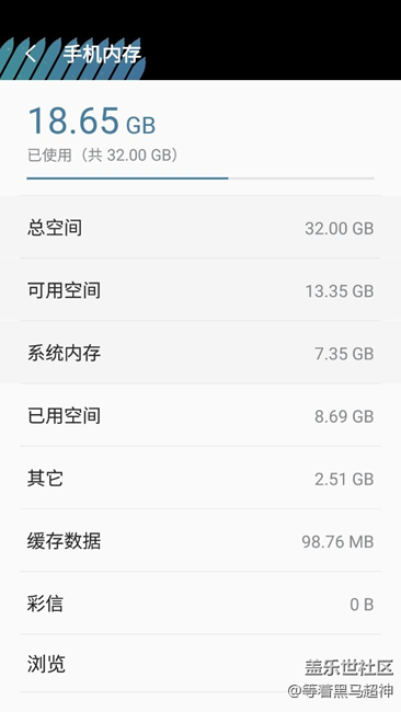 清理了其他分類里的文件后 手機(jī)多了10g內(nèi)存