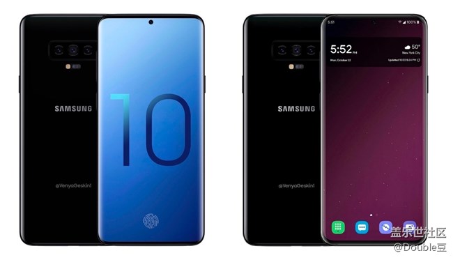 三星Galaxy S10渲染圖曝光：屏下攝像頭+指紋，正面全是屏！
