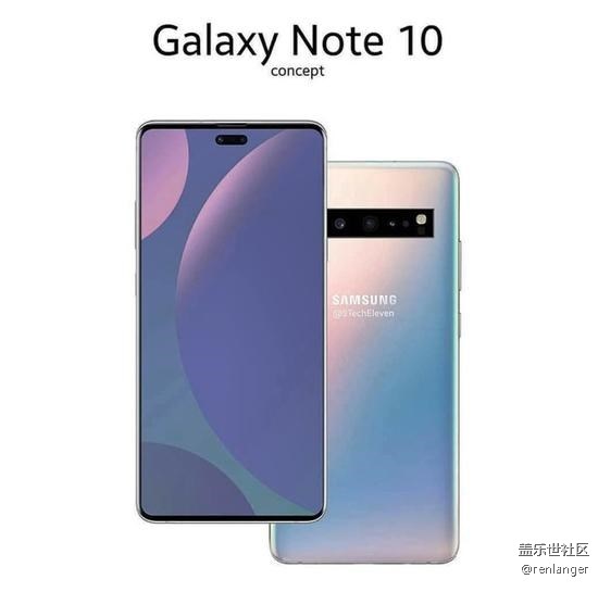 三星Note10概念渲染圖曝光 前置打孔屏后置四攝像頭