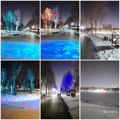 長春伊通河畔公園夜色。
