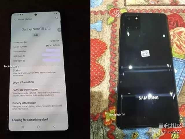 三星Note10 Lite真機(jī)照曝光 矩形三攝+S-Pen