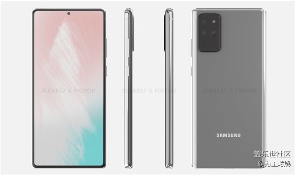 三星Galaxy Note 20最新渲染圖曝光：挖孔全面屏+潛望式四攝