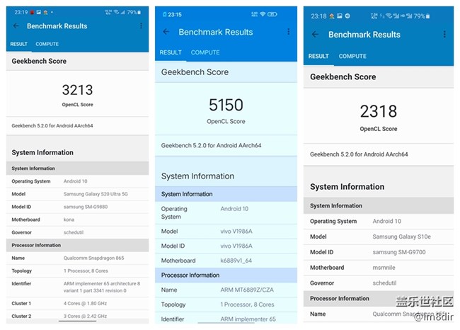 三星S20U/iQOO Z1/三星S10e，實機跑分看性能差距