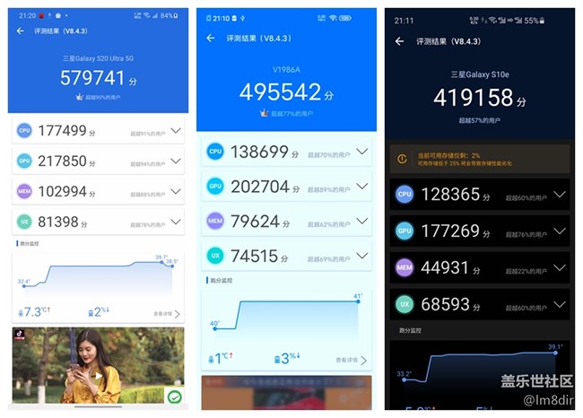 三星S20U/iQOO Z1/三星S10e，實機跑分看性能差距
