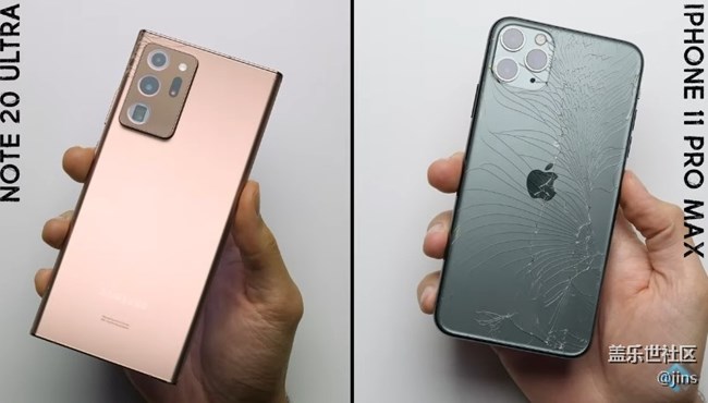 三星Note 20 Ultra跌落測(cè)試對(duì)比iPhone 11 Pro Max