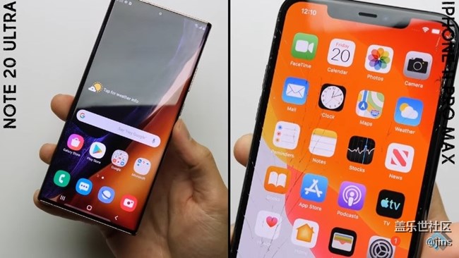 三星Note 20 Ultra跌落測(cè)試對(duì)比iPhone 11 Pro Max