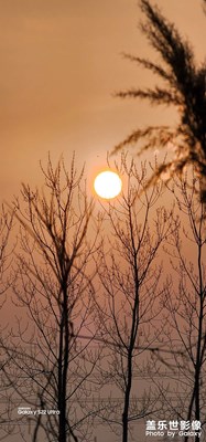 落日余暉映晚霞，一抹夕陽美如畫