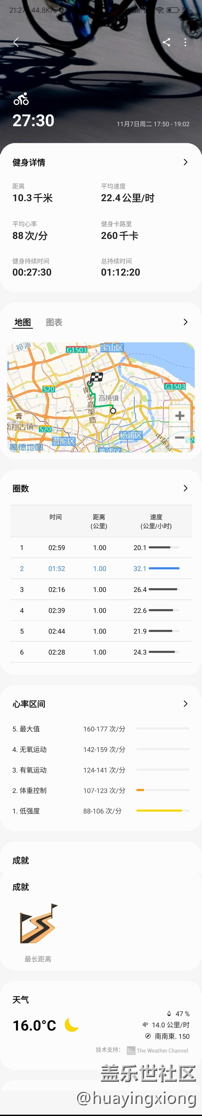 金秋運動會，星期二騎行回家 記錄