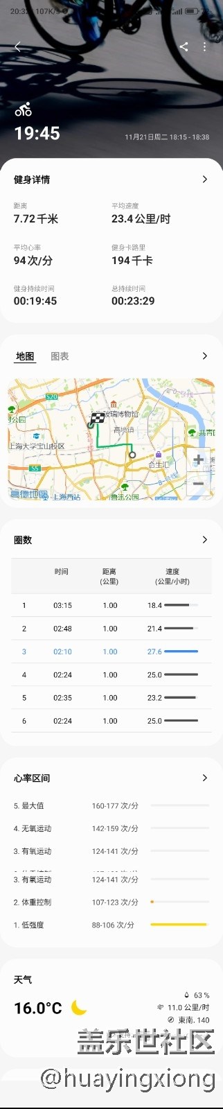 金秋運動會，星期 二·騎行記錄