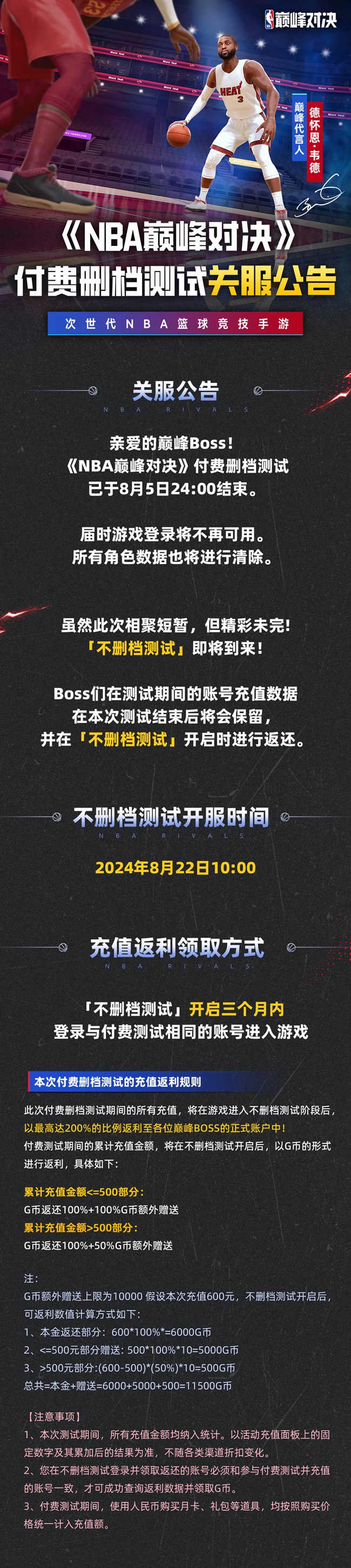 《NBA巔峰對決》重要！不刪檔測試正式定檔8.22！