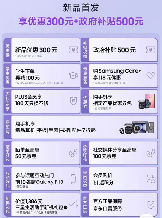Galaxy S26系列 新品上市 福利信息匯總