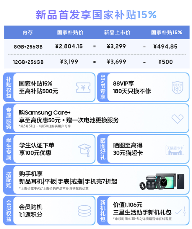 三星Galaxy A57 5G 新品上市 福利信息匯總